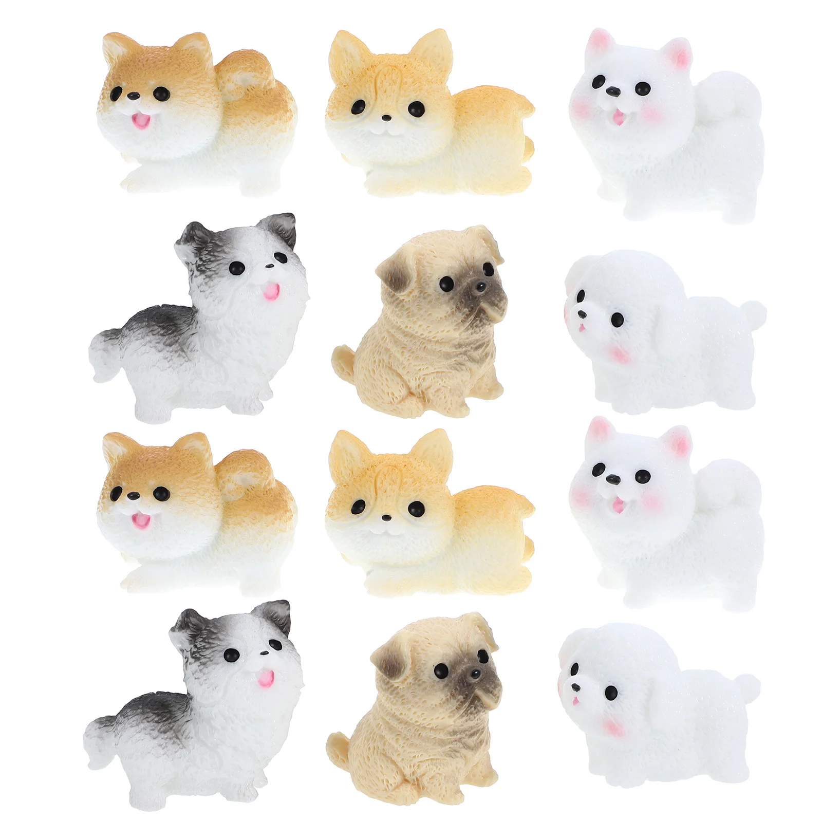 

12Pcs Simulation Mini Dog Figures Cute Cartoon Puppy for Garden Home Cake Cupcake Party Decorations Mini Resin Pets Bulk Set