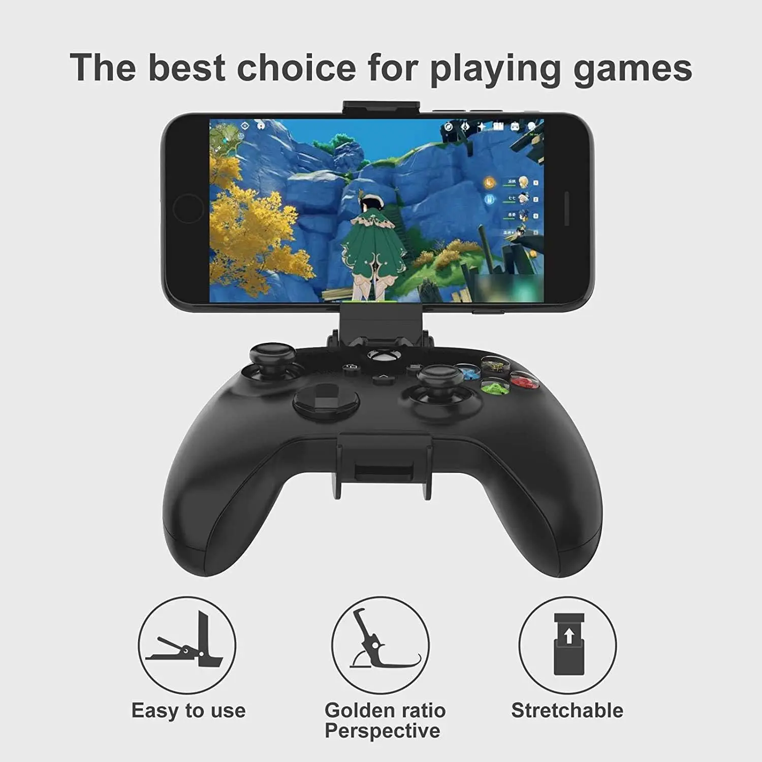 Universal Xbox Controller Phone Mount, Snap-On Adjustable Game Controller Phone Clip