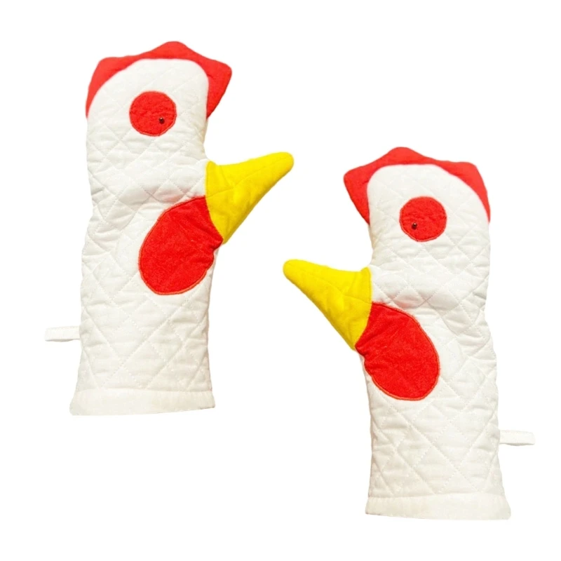 Heat Resistant Oven Mitts Non-Slip Surfaces Rooster for Baking Cooking BBQ