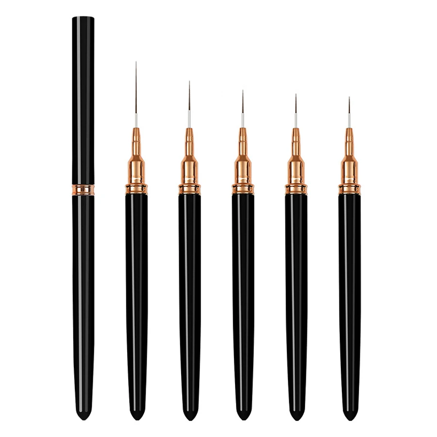 5-teiliges Nail Art Liner-Pinsel-Set für Acryl-Gel-Nagellack, französische Streifen, Strichlinienmalerei, Zeichnung, Blumenstift, Maniküre-Werkzeug – Detail 10