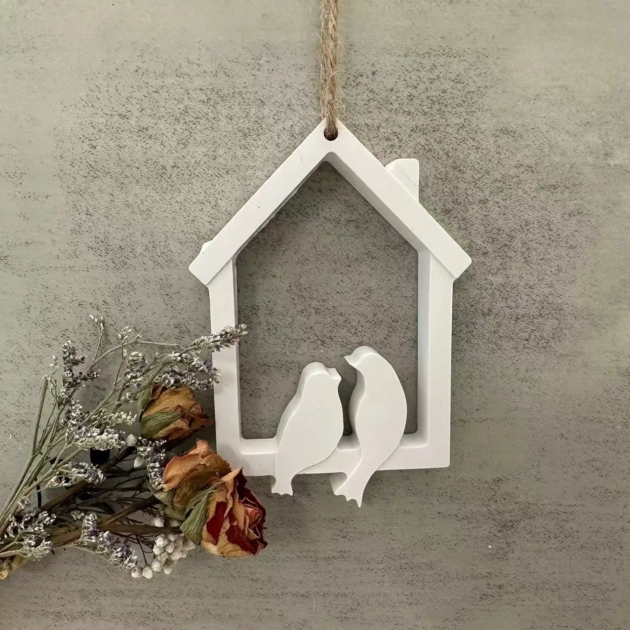 Diy House Bird Pendant Silicone Mold Pair Of Bird Hanging Wall Decoration Plaster Mold Handicraft Making Tools New 2024