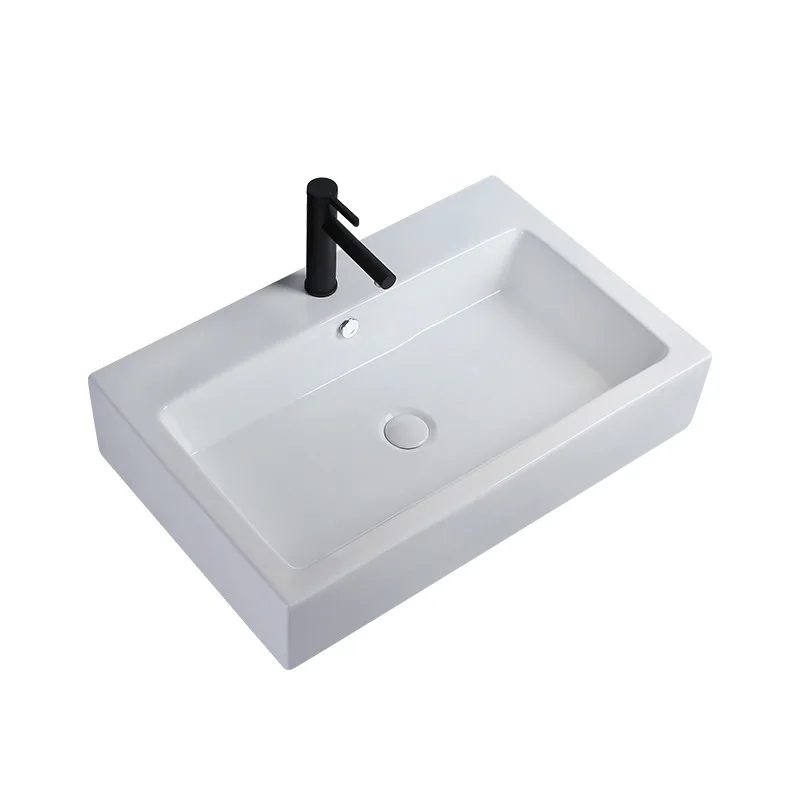 

80/77/60 cm large size basin square bathroom with faucet hole
