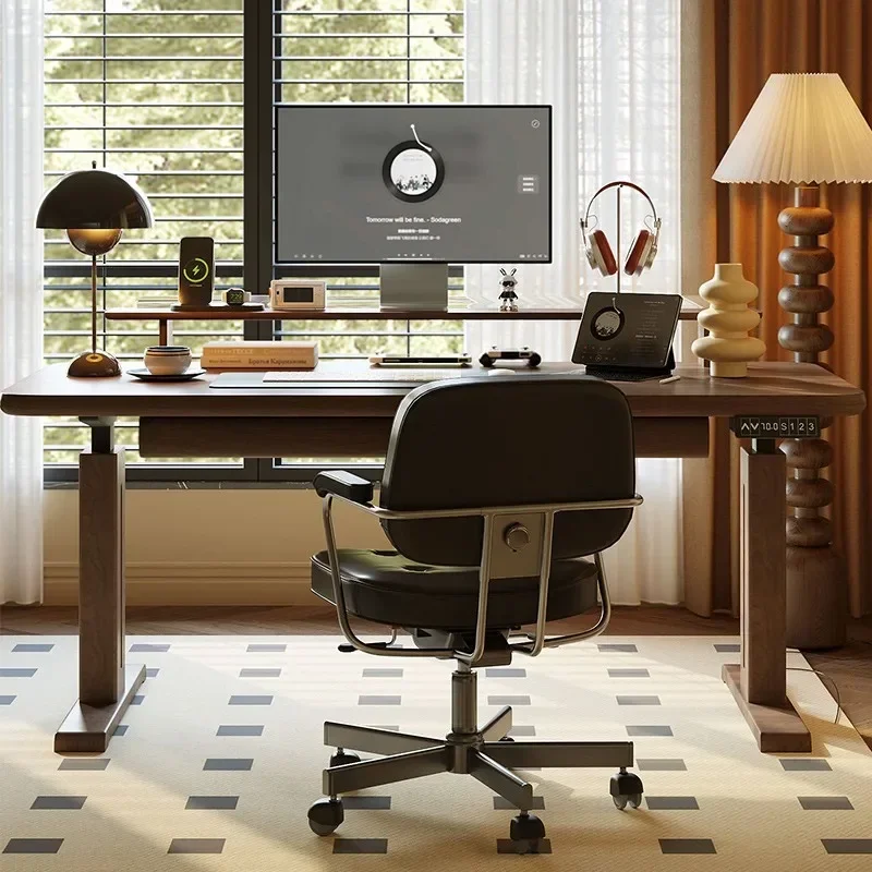 Smart solid wood electric desk, modern simple desk, new home electric lifting table painting table writing desk