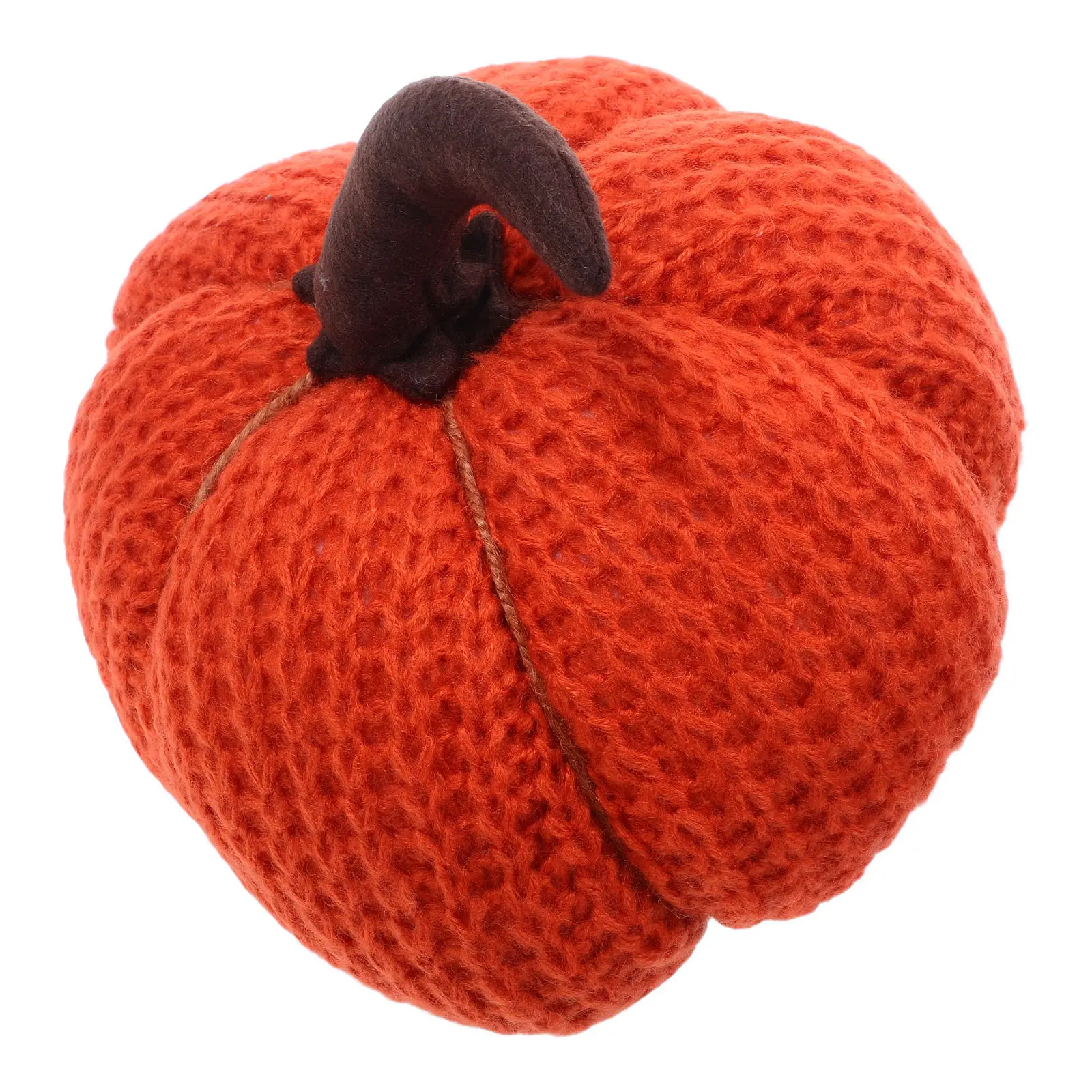 Fall Knit Crochet Pumpkin 10 Inch Autumn Farmhouse Table Decoration Thanksgiving Halloween Seasonal Centerpiece Rustic Pumpkin