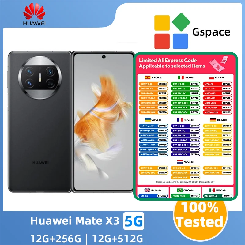 Huawei Mate X3 4g SmartPhone 50MP Camera 5060mAh 66W Charge HarmonyOS Snapdragon 8+ 7.85“ Fold OLED Screen Original Used Phone