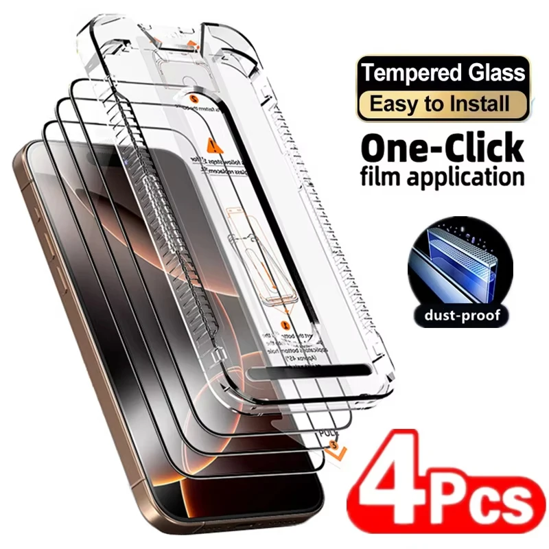 

4PCS Dust Free Tempered Glass Screen Protector For Samsung A55 A54 A35 A34 A53 M54 M51 M34 A73 A71 A72 S25 Ultra S24 S23 FE S22
