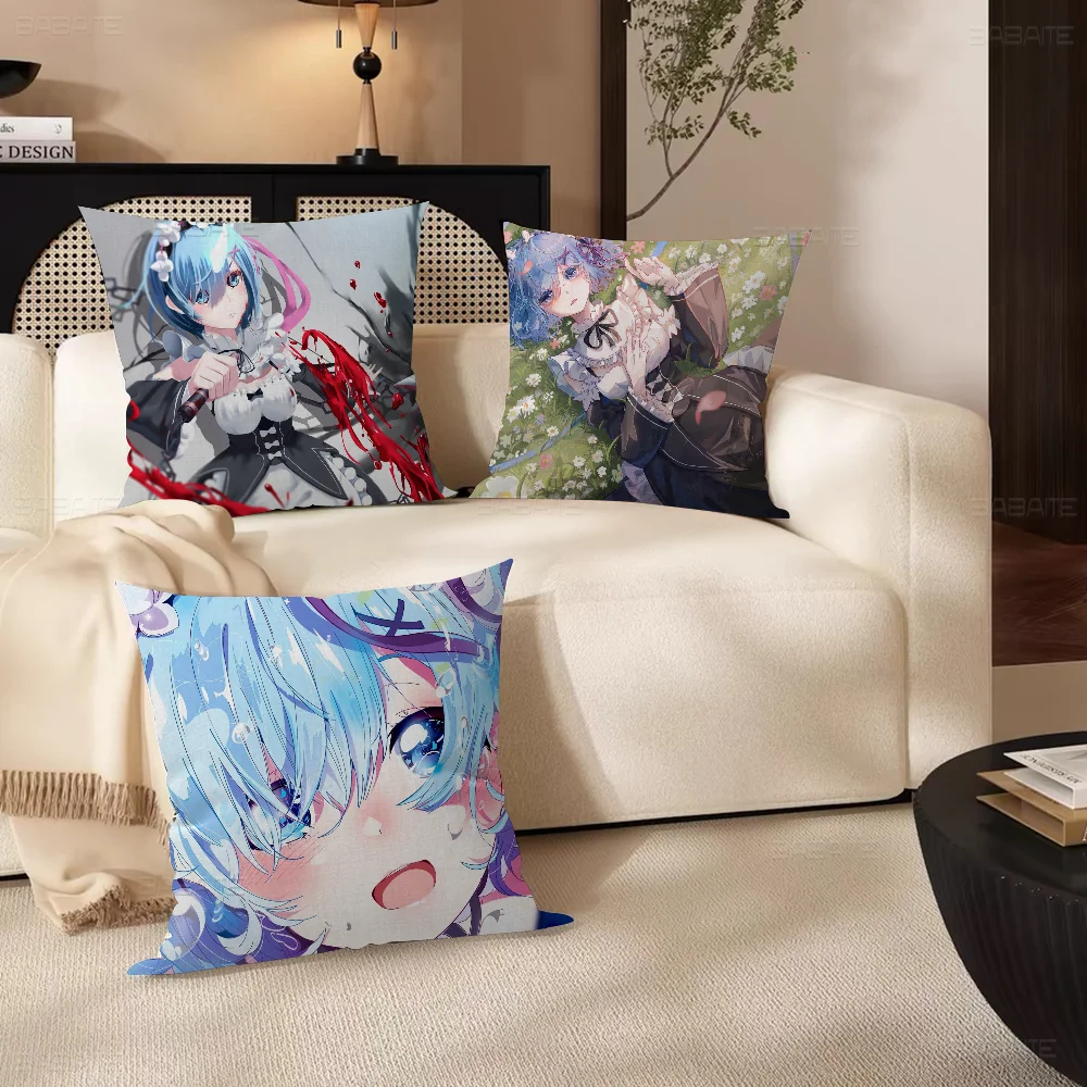 Anime Re Zero Rem Pillow Anime Pillow Sofa Bed Head Pillow Cover Cushion Cover 45x45 Cm Fashion