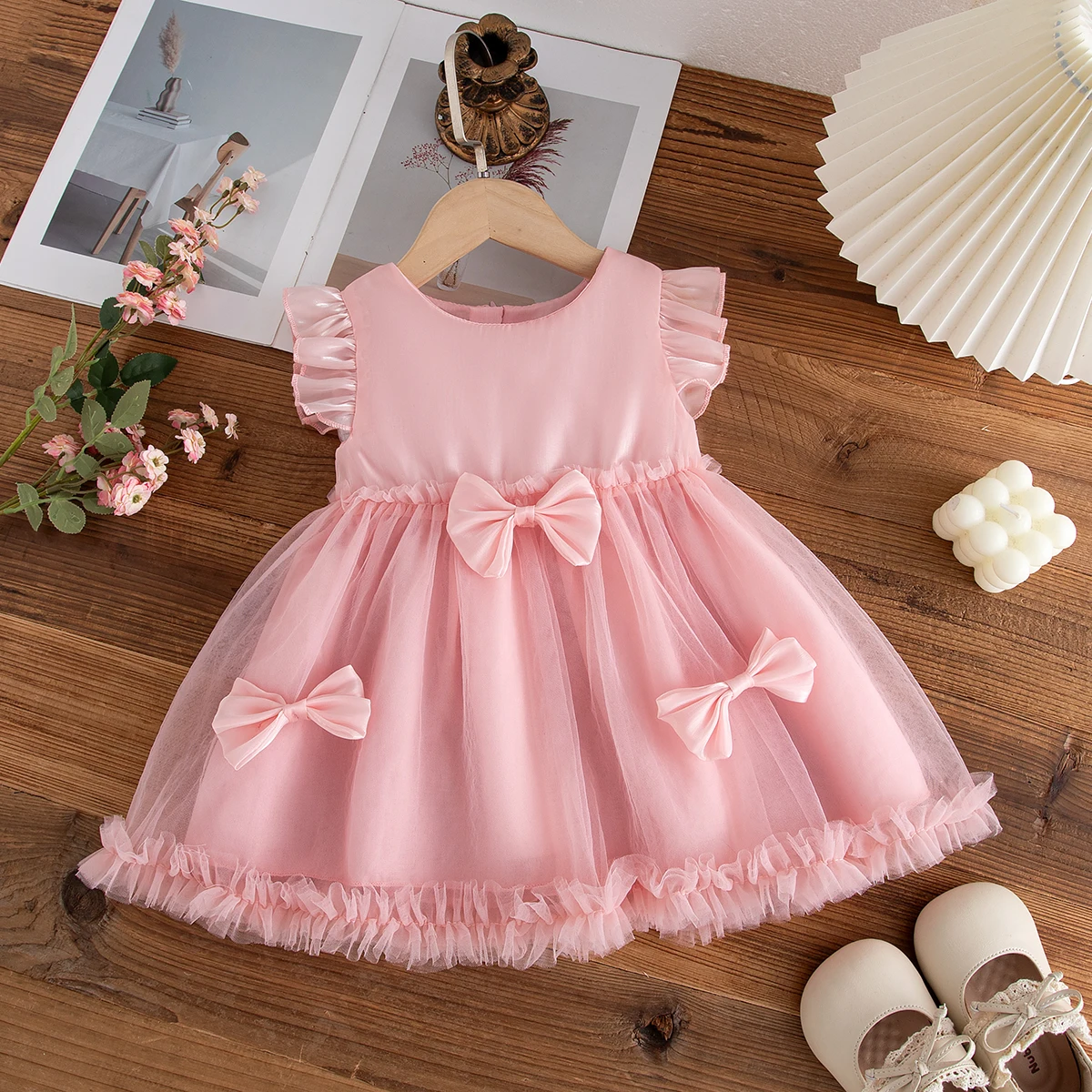 

Новое летнее шифоновое платье с бантом для девочек, детская одежда в стиле принцессы (от 9 месяцев до 4 лет)