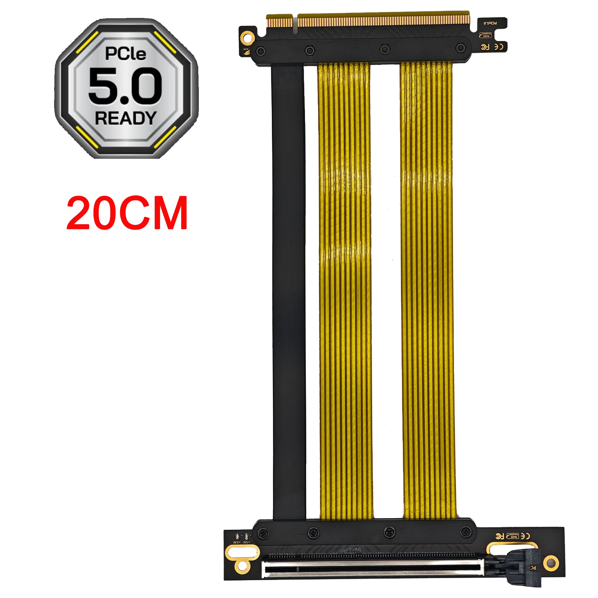 

Прямоугольный кабель PCIE 5.0 Riser, защита будущего для Gen 5 GPU, вертикальное крепление x16, скорость 128 ГБ/с | Совместим с PCIe 4.0.