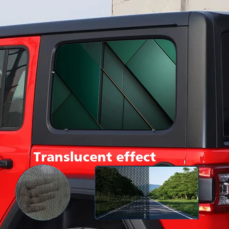 

2pcs Black Mesh Transparent Car Front Windshield Sticker Anti-UV Privacy Side Window Sticker