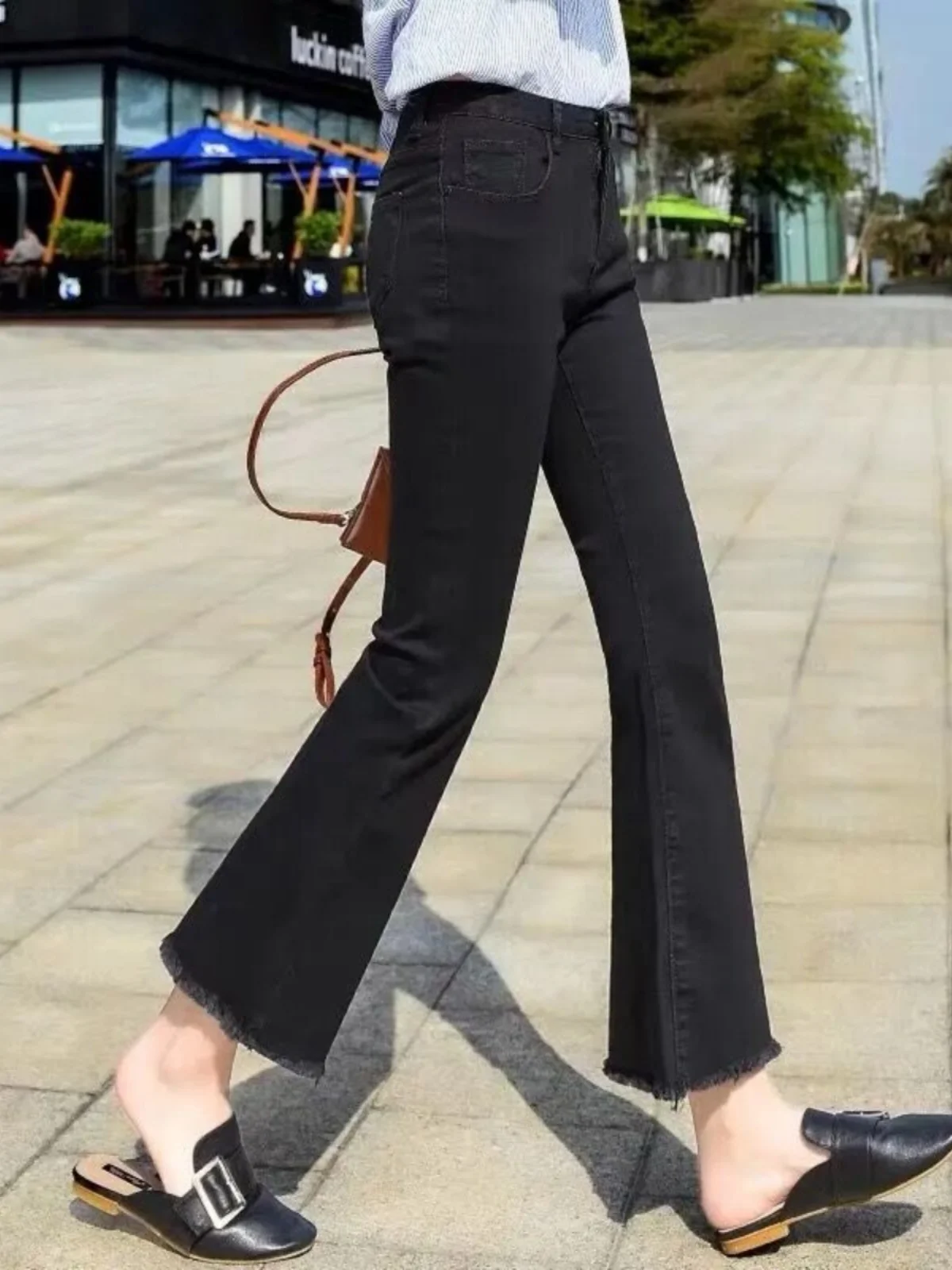 High Waist Flare Denim Jeans Women's Summer New Straight Loose Slimming Tube Pants Korean Style Cotton Stretch Blue Jeans