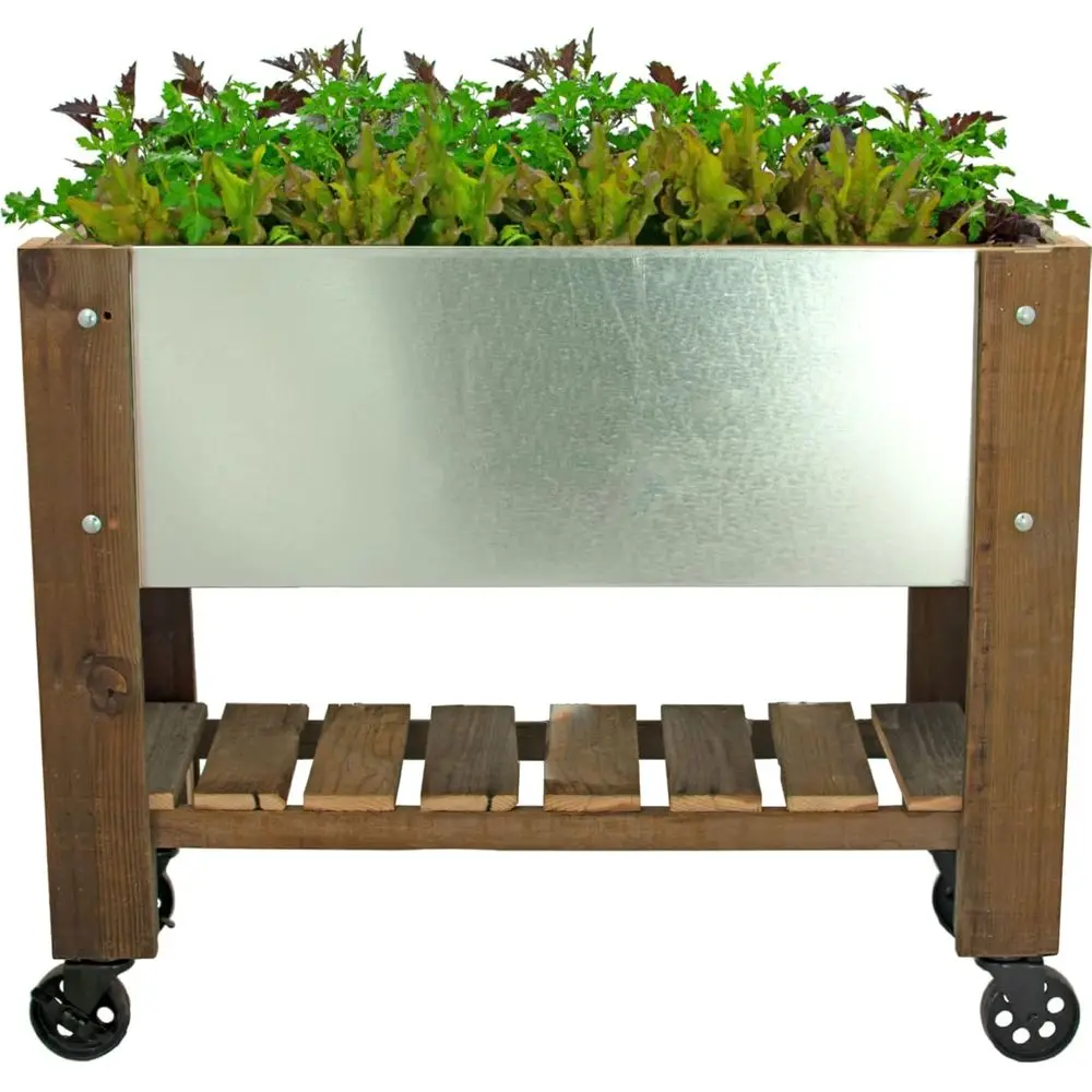 

1902 Series Large Cast Iron Caster Raised Garden Bed, Galvanized Steel, 39L x 33H x 15D