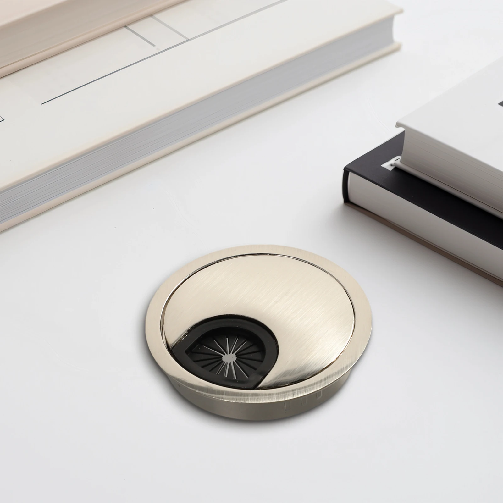 مم الجدول كابل مرتب سلك ثقب غطاء الكروم فرشاة سلك مرتب كابل ثقب غطاء مكتب الكمبيوتر مكتب استخدام مريح #4