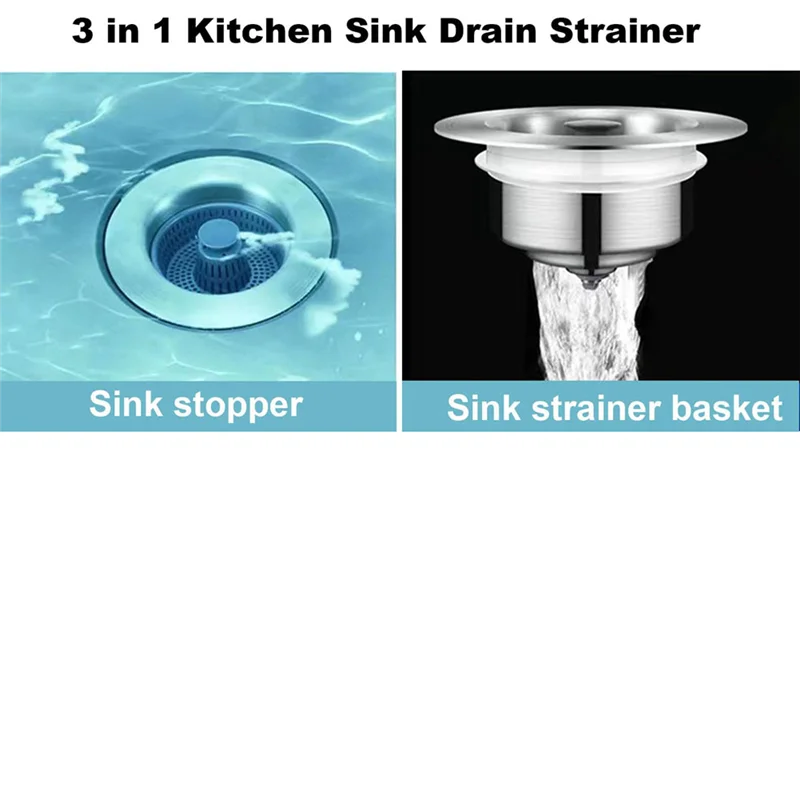 Stainless Steel Sink Aid, Kitchen Sink Drain Strainer, Kitchen Sink Odor Filter, Popup Kitchen Sink Stopper Strainer 1Pc