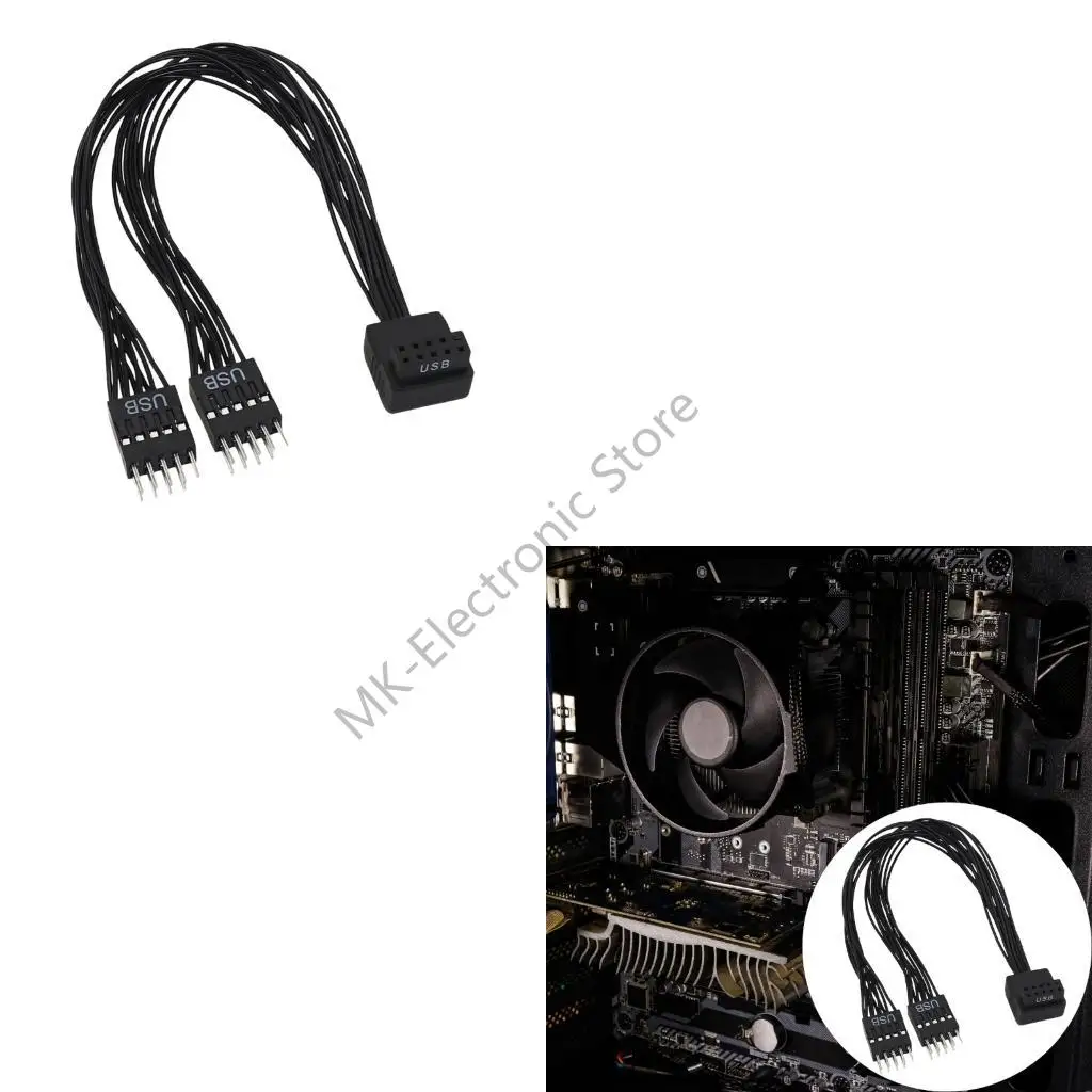 

R2LF Быстрая установка без инструментов USB-разъем с изогнутым разъемом 9-контактный разветвительный кабель для повышения