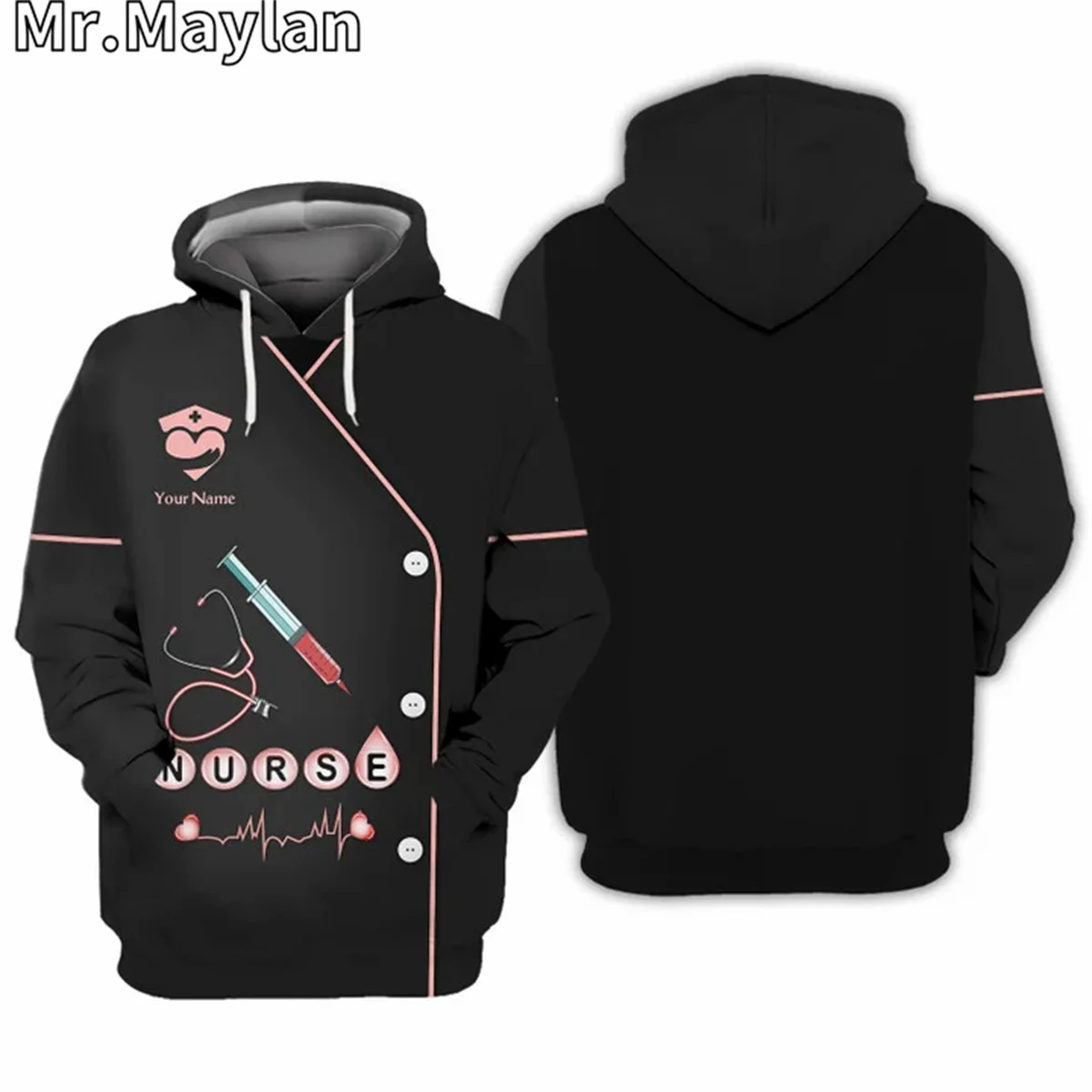 NURSING CUSTOM GIFT FOR NURSE UNIFORM BLACK 3D Hoodie Men/Women Sweatshirt Streetwear Zip Pullover Casual Jacket Tracksuits