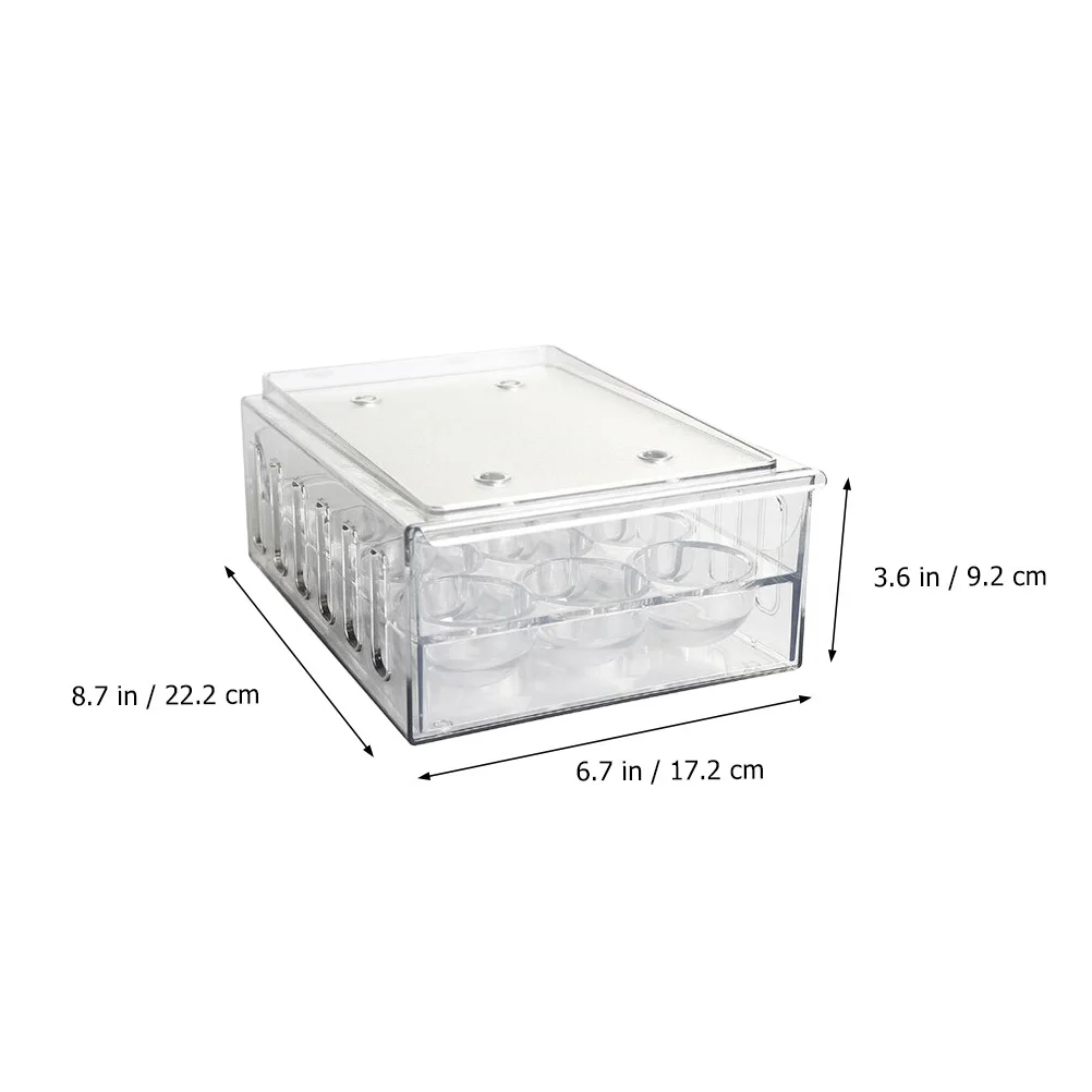 

Egg Box Transparent Fridge Organizer Drawer Refrigerator Egg Storage Bin Freezer Container Stackable Compartment Hollow Design
