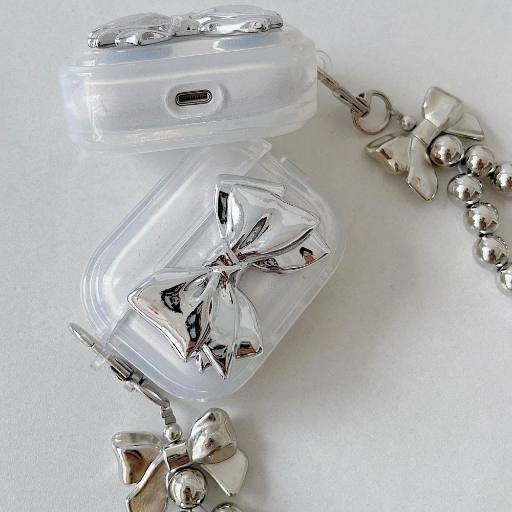 Beautiful Bows Earphone Case For Airpod Cases Air Apple Pro 2 For 2 3rd Pods Transparent Cute Earphone Cover TPU Coque