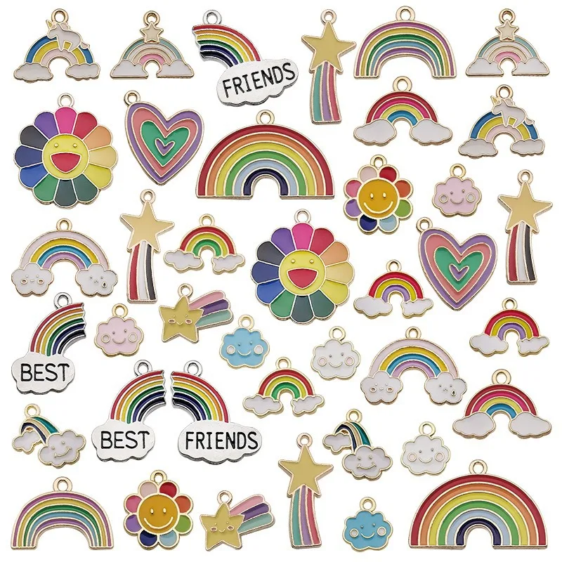 New Mix Styles 31pcs Jewelry Making Charms Drip Oil Type Plated Pendant For DIY Jewelry Handmade Jewelry Accessories Wholesale image 3