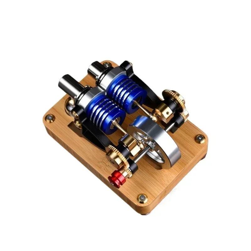 M20-W-01 Solid Startable Double Cylinder Engine Model Electric Precision Cylinder External Combustion Engine Model Toy