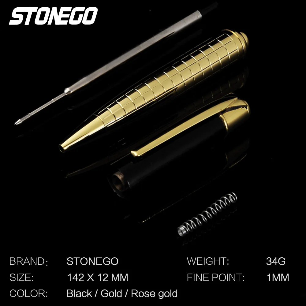 STONEGO Classic Luxury Ink Ballpoint Pen, Black Ink Medium Point 1.0mm Smooth Writing Metal Ball Point Pen Signature Pen