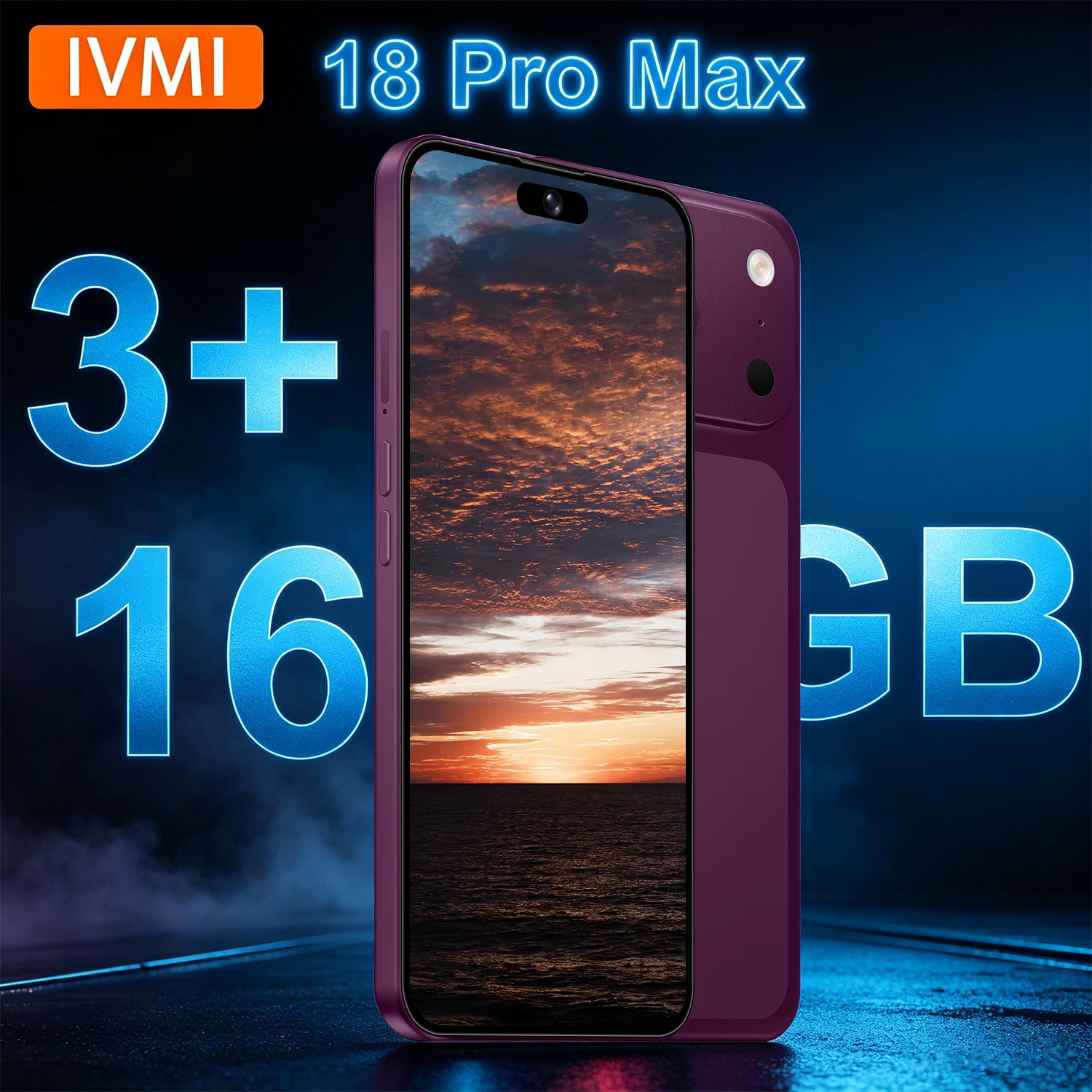 هاتف IVMI I17 Pro Max الذكي بنظام أندرويد 10، شاشة 6.7 بوصة، كاميرا 5+13 ميجابكسل، 4G، شريحتي اتصال، بصمة إصبع، إصدار عالمي مفتوح
