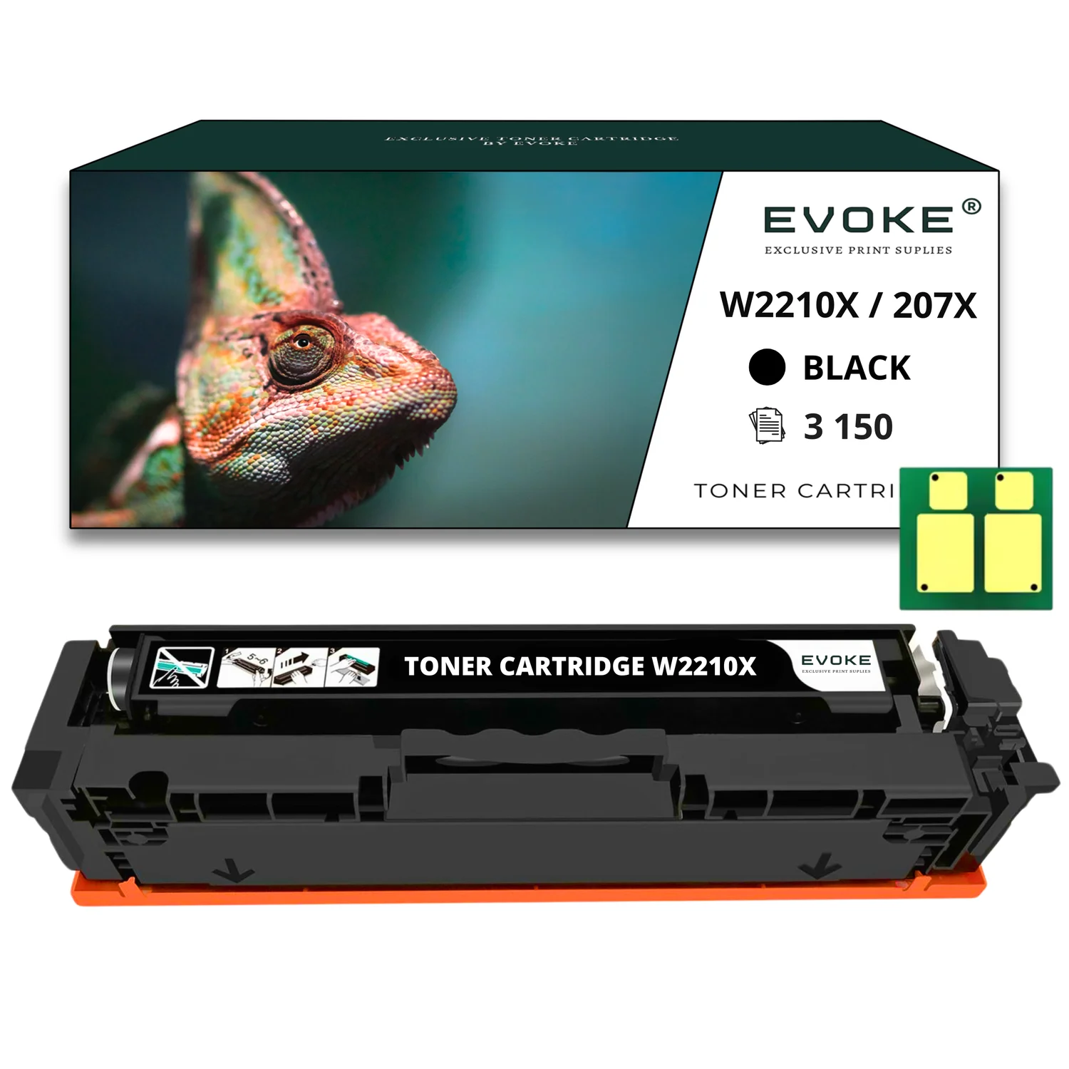 Evoke Compatibele Toner voor Hp W2210X 207X Zwart met Chip 3150 Pagina's Colorlaserjetpro M255Dw M255Nw Mfp M283Fdn M283Fdw