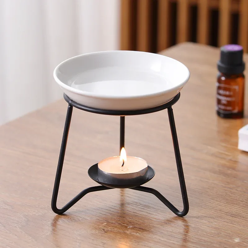 Creative New Black Three-Line Incense Burner Essential Oil Lamp Candle Home Use Candle Lamp Amazon Cross-Border Stock