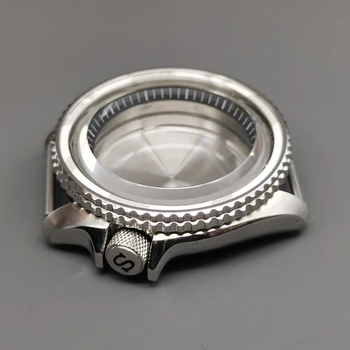 Imagen 2 del producto Caja de reloj plateada SKX007 de 42mm, cristal de zafiro plano apto para NH35 NH36 4R 6R 7S, movimiento de 28,5mm, piezas de reparación de caja de reloj para hombre