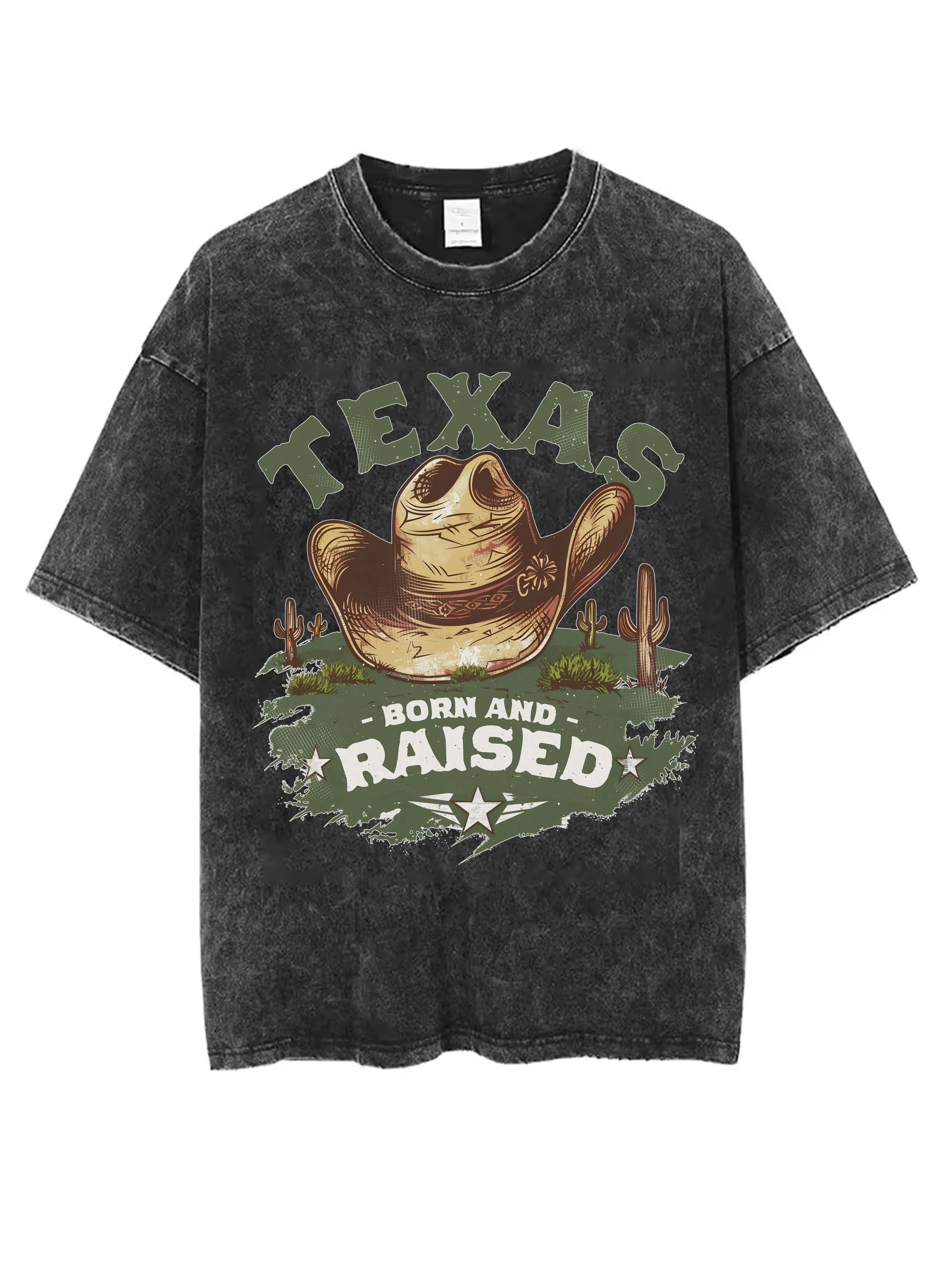 

Мужская и женская черная потертая футболка свободного кроя Texas Born And Raised SHATTER, удобная, идеально подходит для зимнего Рождества