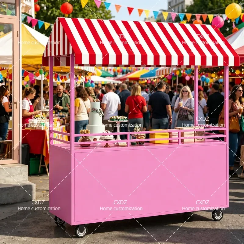 Mobile Food Cart Outdoor Snack Stall Night Market Dining Car Street Vendor Kiosk Portable Shopping Mall Plaza Roadside Food
