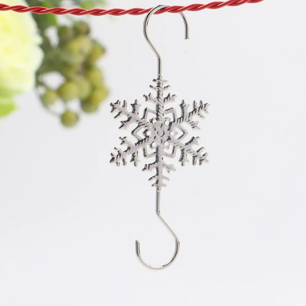 10pcs Decorative Christmas Snowflake Hooks Stainless Steel Snowflake Shape Xmas Tree Decoration Hook 68mm Gold/Silver