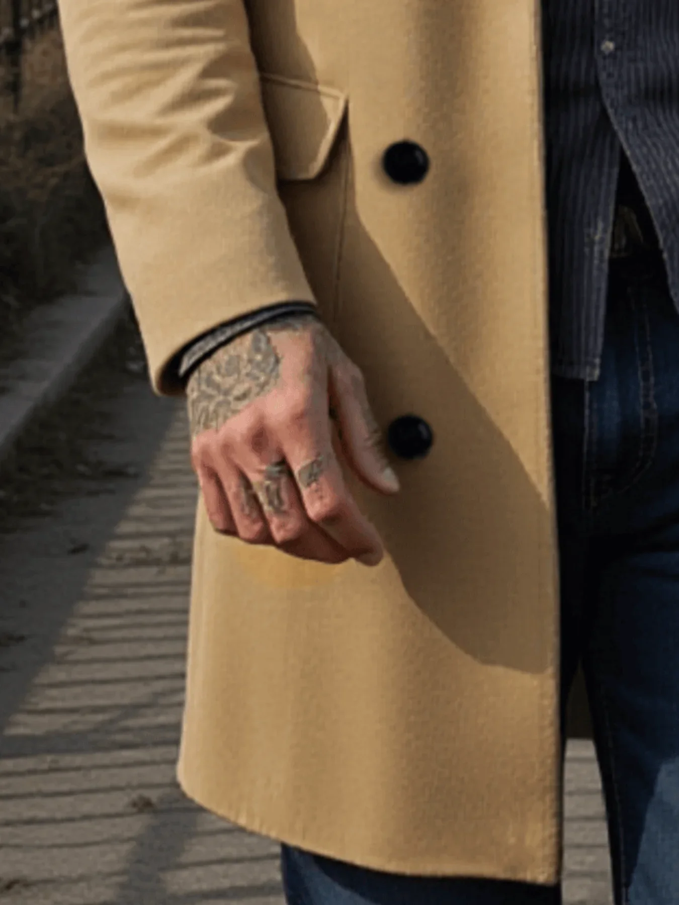 معطف رجالي ملابس الشارع معاطف صوفية مزدوجة الصدر بتصميم ريترو سترة سميكة من التويد مع ياقة واقفة دافئة ملابس رجالية