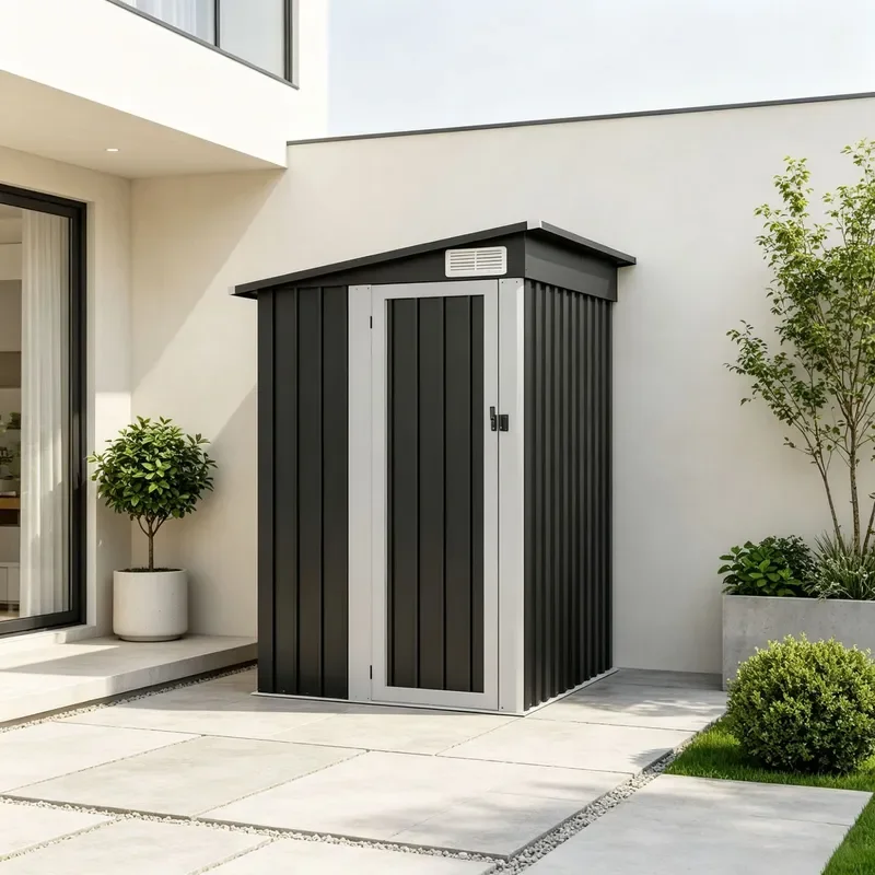 Outdoor Garden Storage Shed Iron Mobile Utility Room for Courtyard Yard Simple Tool House Combination Storage Solution