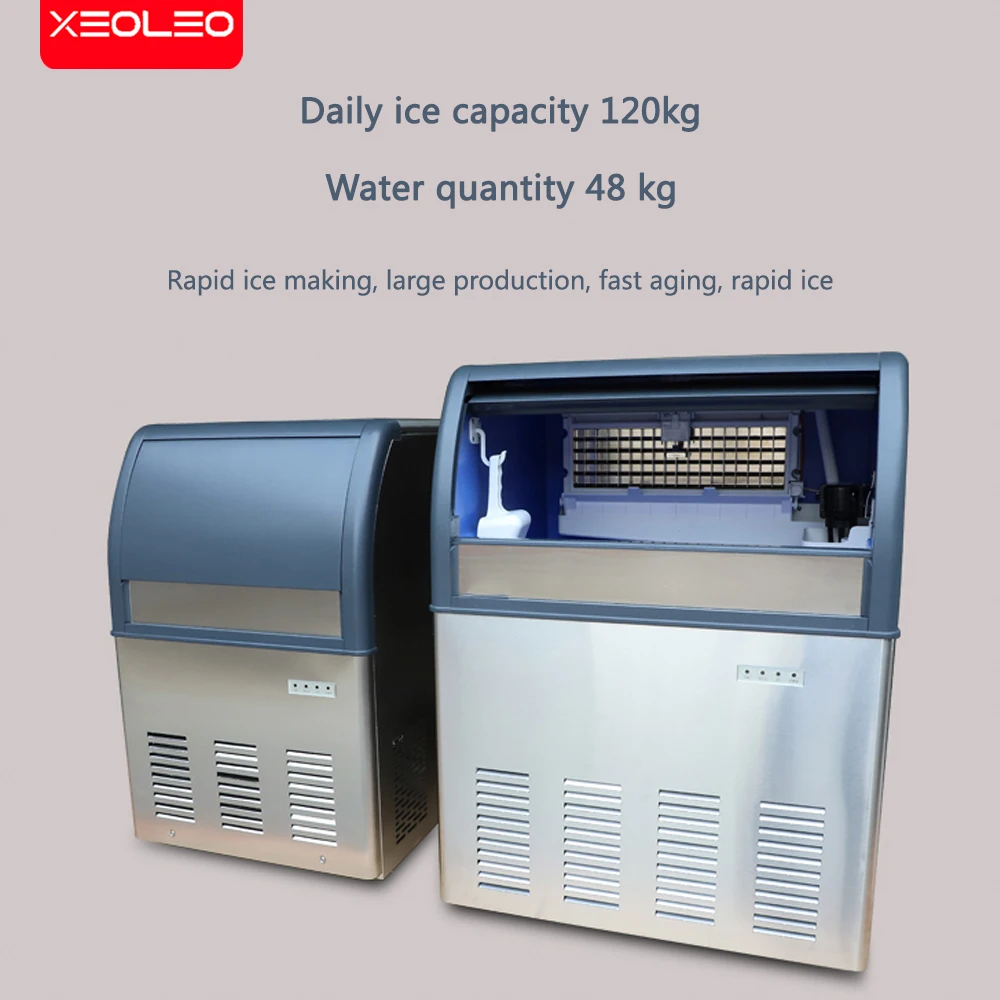 XEOLEO آلة صنع مكعبات الثلج التجارية 120 كجم/24h الهواء آلة الجليد البارد 650 واط 45 كجم قدرة للمقهى/شاي فقاعات متجر/مطعم