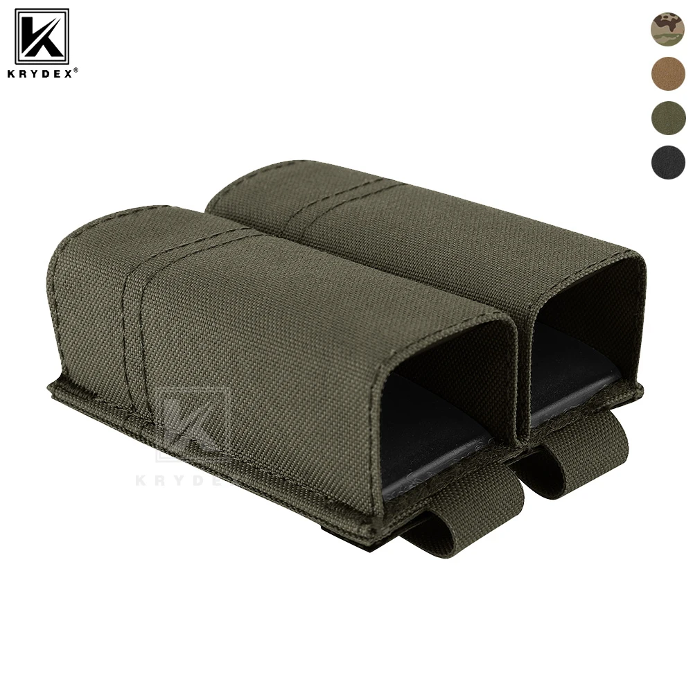 KRYDEX Tactical Double Magazine Pouch Molle 9mm .40 .45 Mag Pouch Holster Quick Release Insert Hunting Gun Shooting Accessories