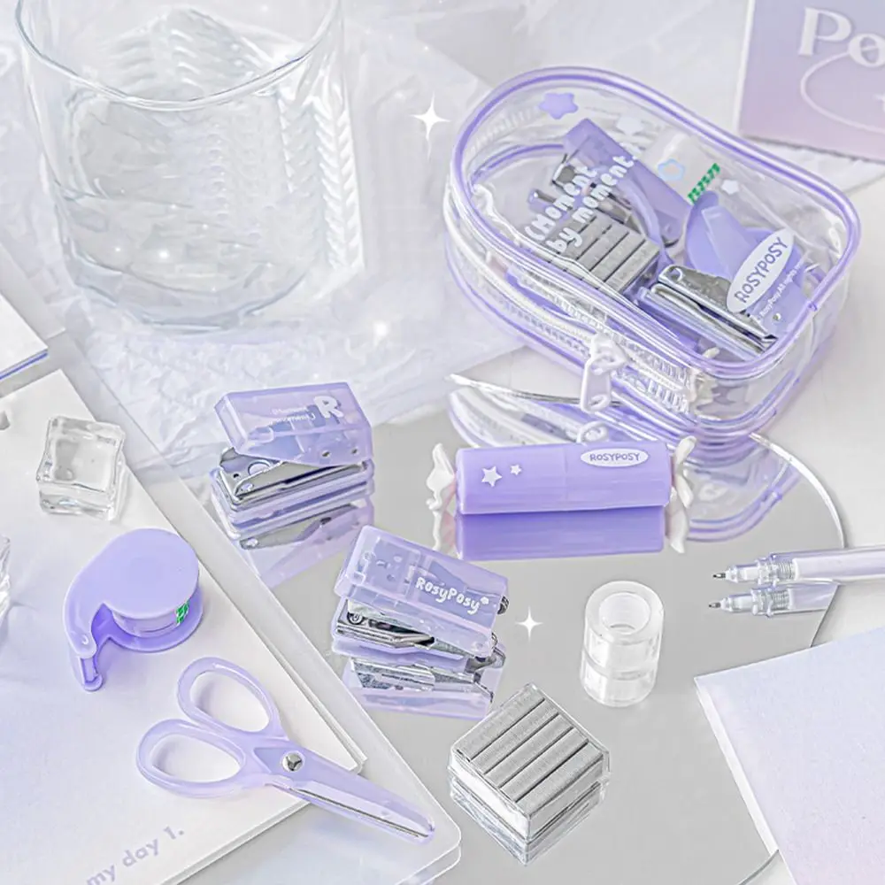 Korean Portable Mini Punch Stapler Kit DIY Crafts INS Scrapbook Tools Set Handcraft Punch Machine Kit Albums