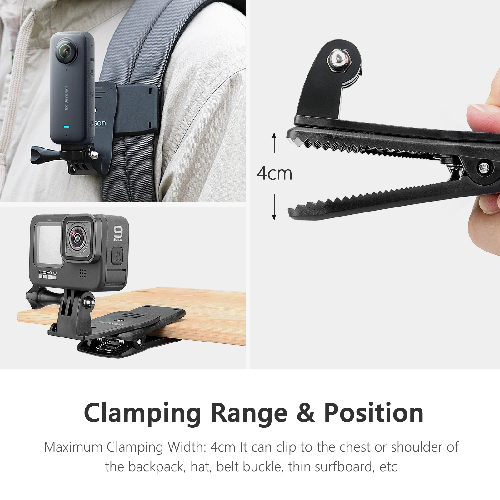 Vamson – Clip de téléphone portable à 360 degrés, support de sac à dos pour iPhone Samsung, ceinture d\'épaule pour accessoires de Smartphone