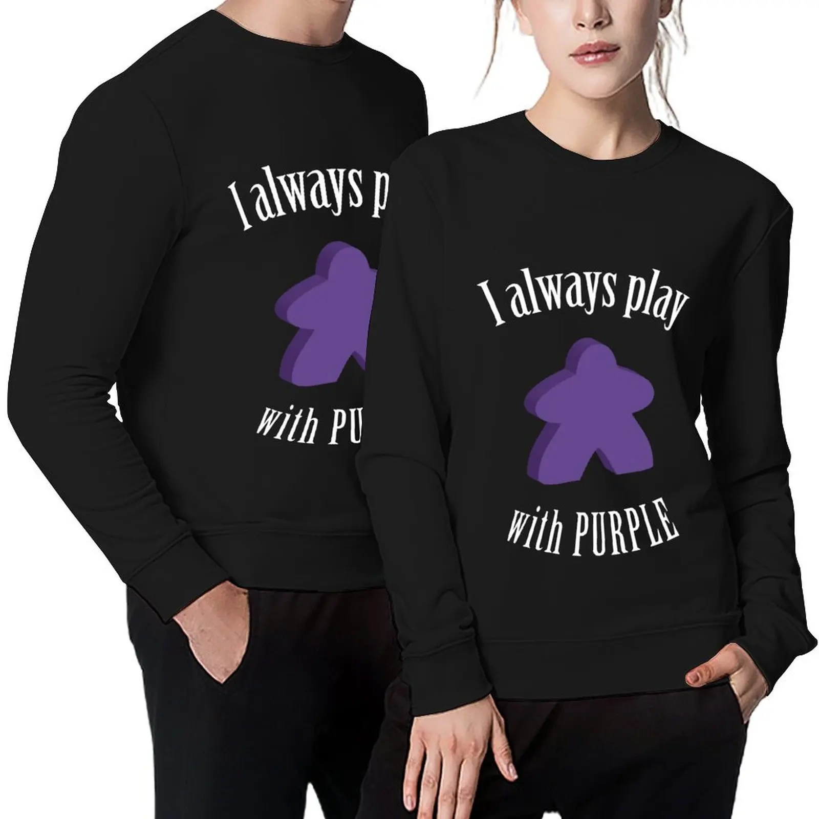 

I Always Play with Purple Meeple Board Game Design Pullover autumn clothes autumn winter man sweatshirt