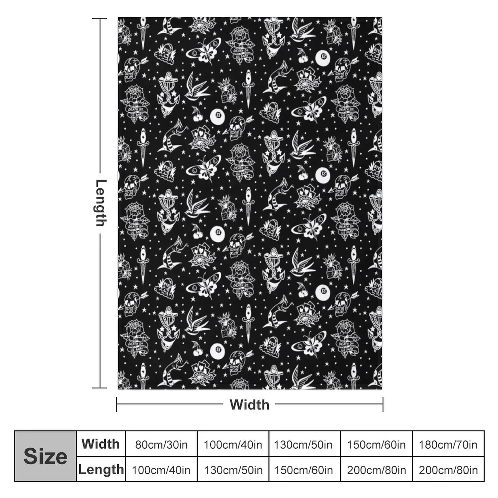 Sailor Jerry tattoo flash sheet Throw Blanket couch cozy soft plush fuzzy picnic outdoor blanket