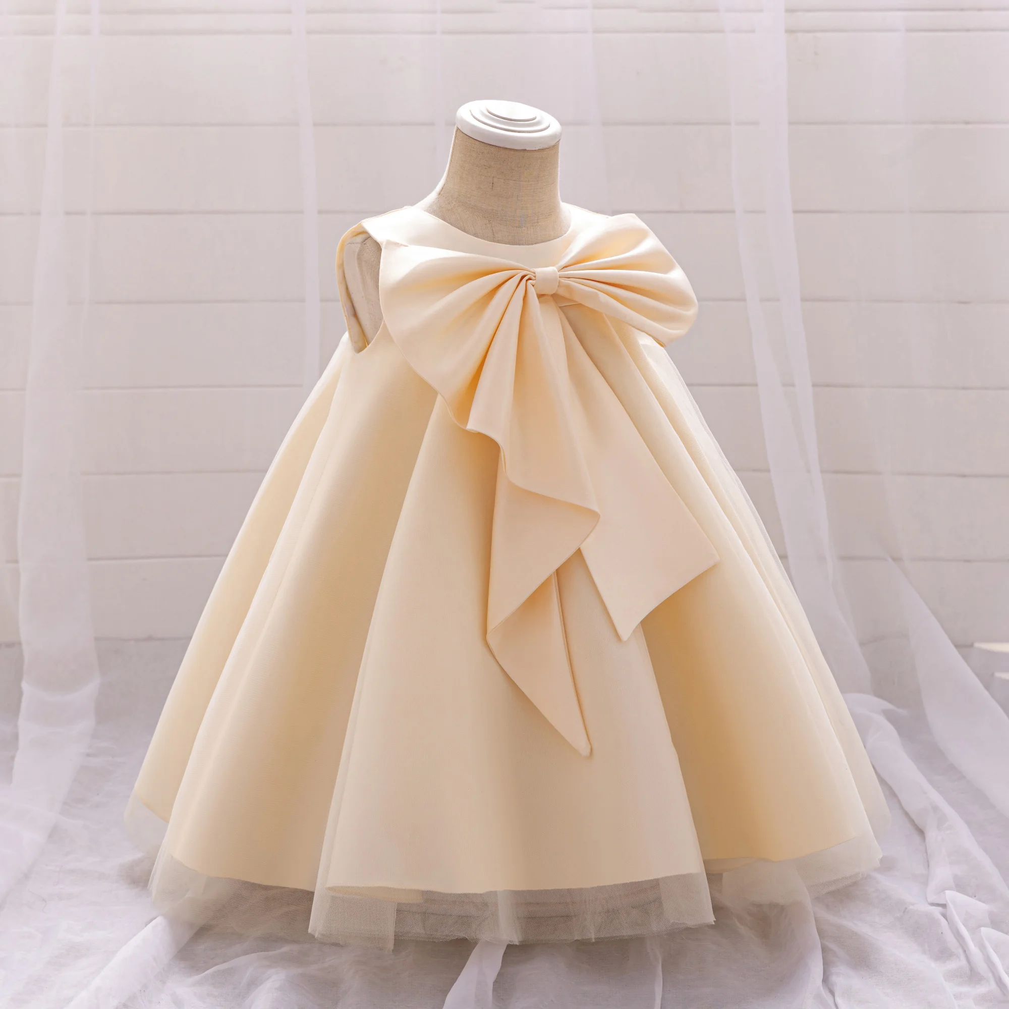 Baby Girls Summer Casual Holiday Tutu Gown Kids Birthday 1st Baptism Party Dress Toddler Girl Elegant Evening Clothes New Wear