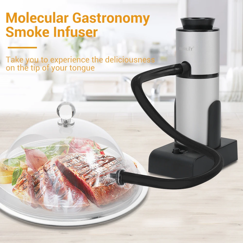 BORUiT SK303 Portable Food Cold Smoke Generator Molecular Cuisine Smoking Gun Meat Burn Cooking for BBQ Cocktail Use AA Battery