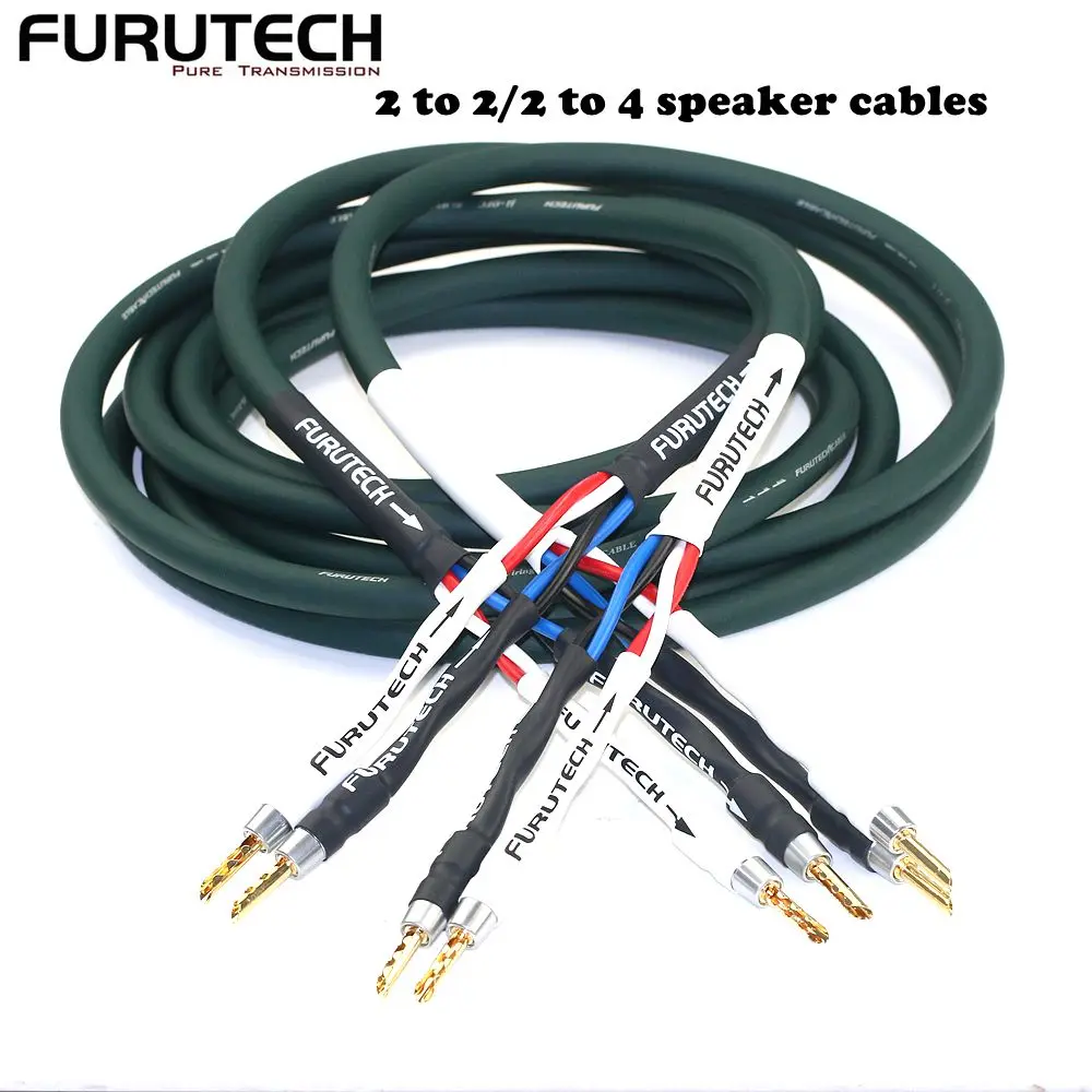 Original Japanese Furutech μ -4T OFC 7N 4-core Speaker Cable 2 to 2 Main Speaker Cable 2 to 4 Dual Line Splitter Banana Plug