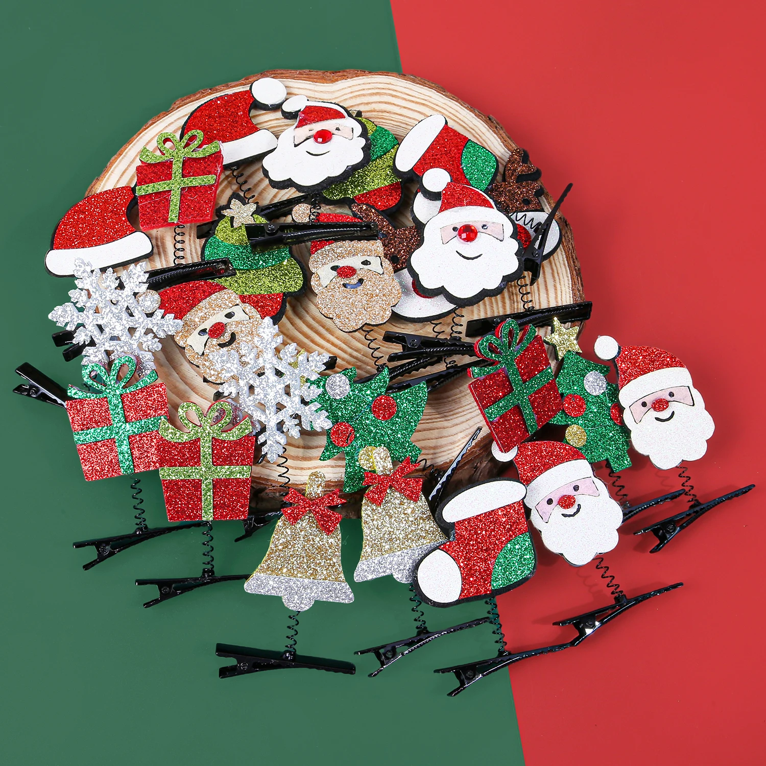 8/24PCS Cartoon Christmas Hair Clips Girls Christmas Party Hair Barrettes Santa Claus Hair Clip Children Kids Hair Accessories