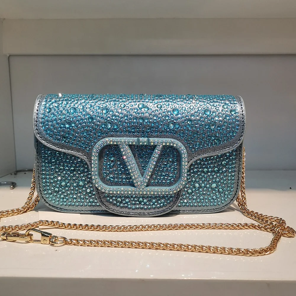 Sac à main multifonctionnel incrusté de diamants, petit sac carré à portée diagonale simple, petite taille, 2025