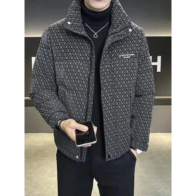 

Jiujiang Men's down Jaet Stand Collar No Wa High End Faion Plain Lake 2025 New Arrival Warm Thiened Spor Sle