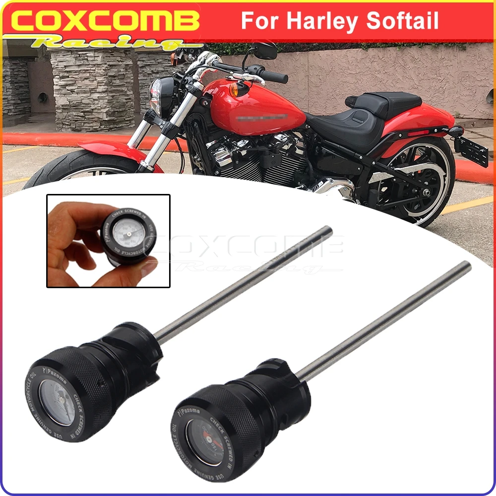 

For Harley Softail FLHCS Low Rider FXLR FLSL FLSB FXST FXBB FXBBS Motorcycle Oil Tank Vented Dipstick Temperature Gauge 2018-21