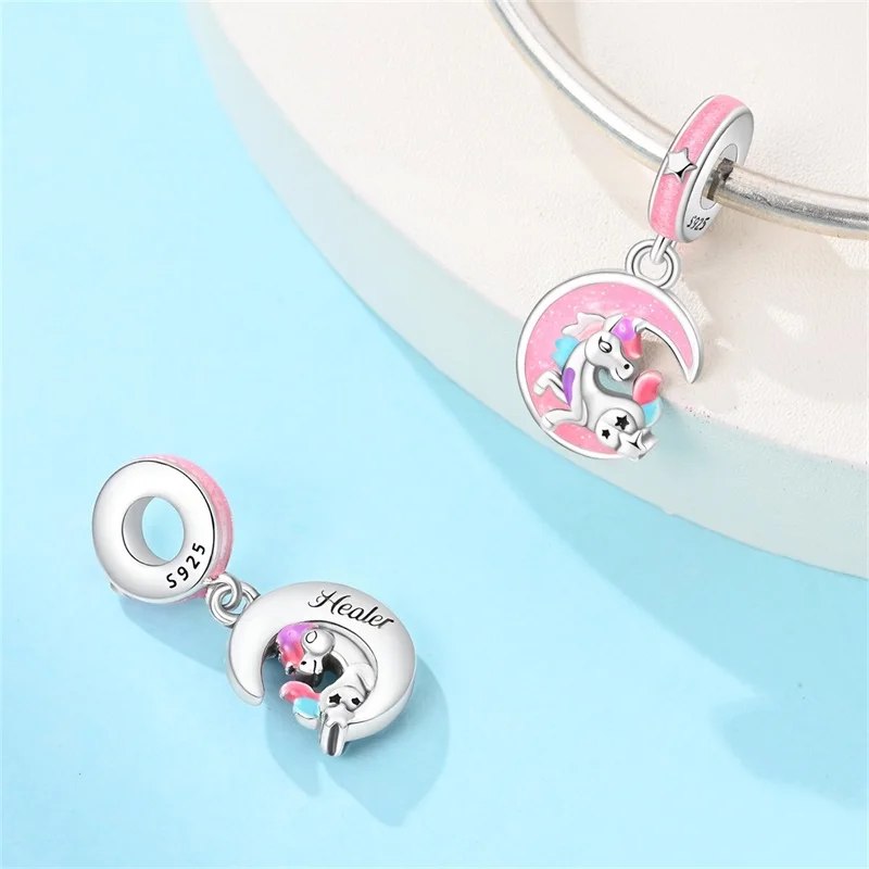 

Новые подвески-шармы из стерлингового серебра 925 пробы с цирконами CZ в форме пони для девочек, подходят для оригинальных браслетов, DIY, для женщин и девочек, подарки на день рождения, ювелирные украшения