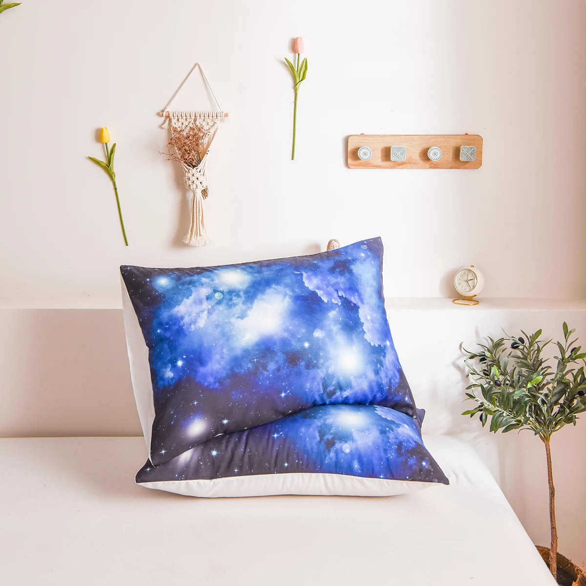 Galaxy Pillowcases Blue Space Pillowcases Shabby Chic Design Cute Pillow Shams 2 Pack