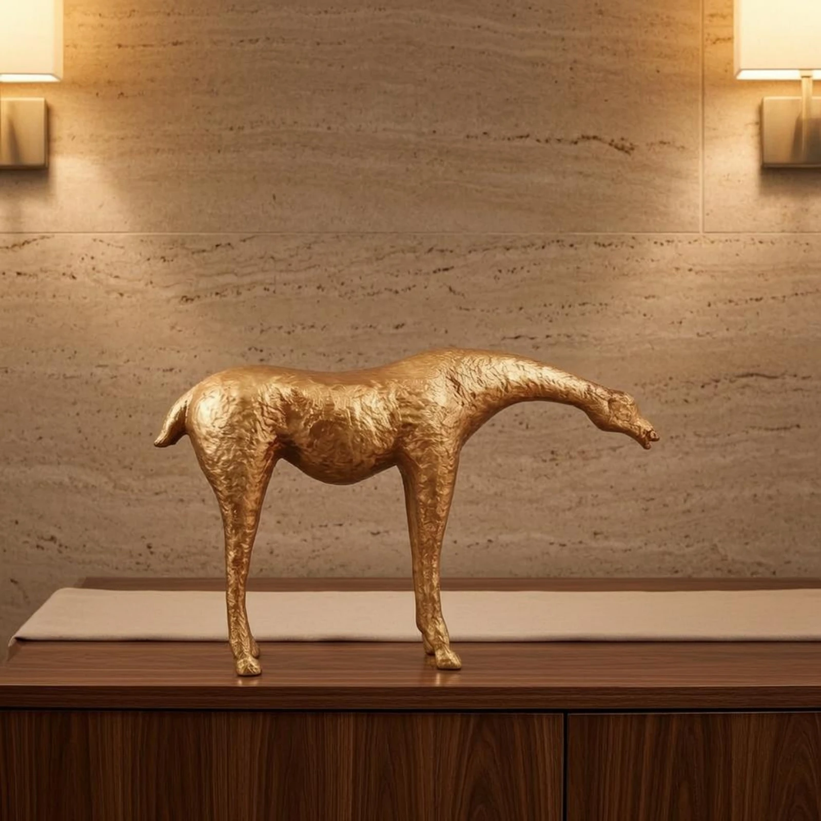 Metal Horse Sculpture Textured Abstract Horse Ornament Home Decor Decorative Hand Finished